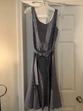 J.Crew Gingham Sleeveless Ruffle Hem Midi Dress with Removable Belt